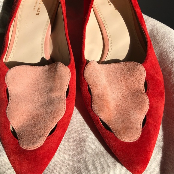 Cole Haan Leah Skimmer Leather Flats red and pink pointy toe Size: 10B - Picture 10 of 12